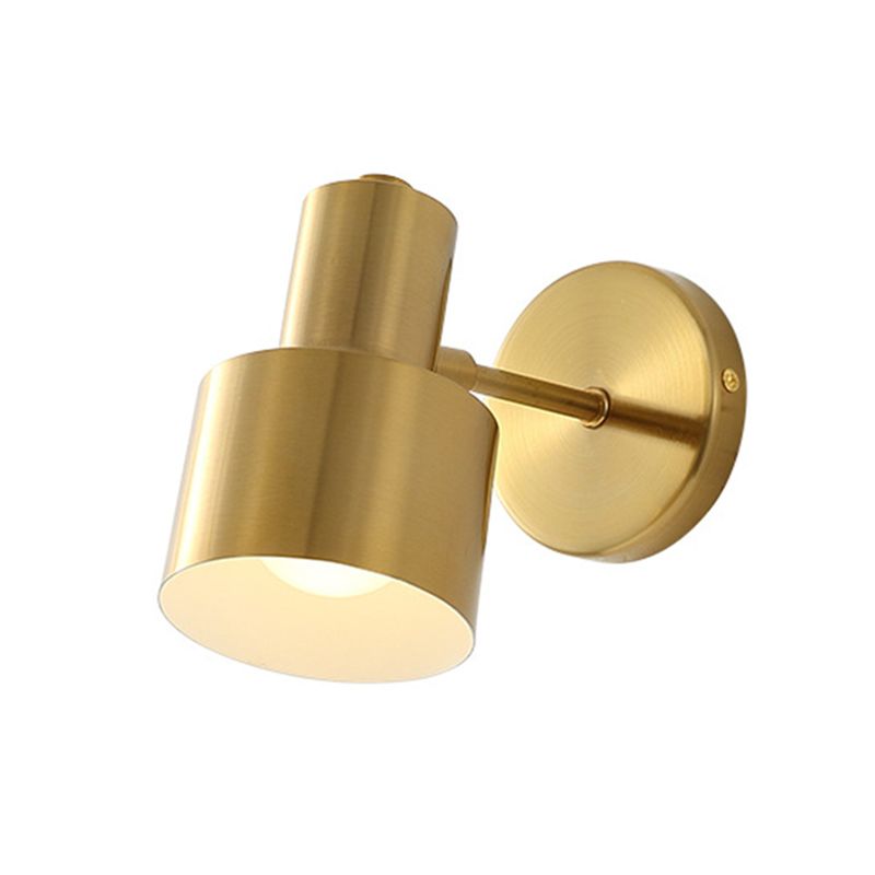 Cylinder Bathroom Wall Light Fixture Metal Modern Style Wall Light Sconce in Gold