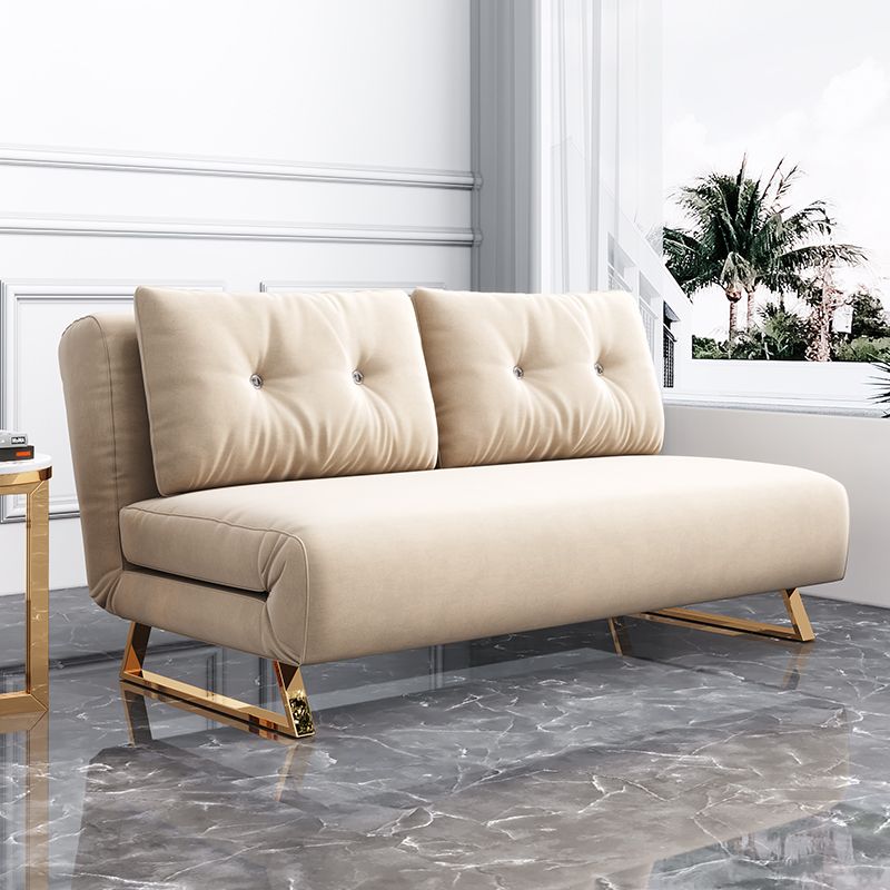 Cushion Back Futon Sofa Bed Pillow Included Sleeper Sofa with Gold Leg