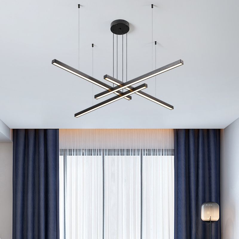 Modern Style Chandelier Lighting Fixtures Metal Linear Hanging Chandelier