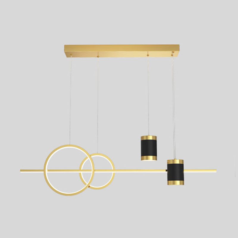 Modern Style Linear Shaped Island Pendant Metal 5 Lights Island Light for Restaurant