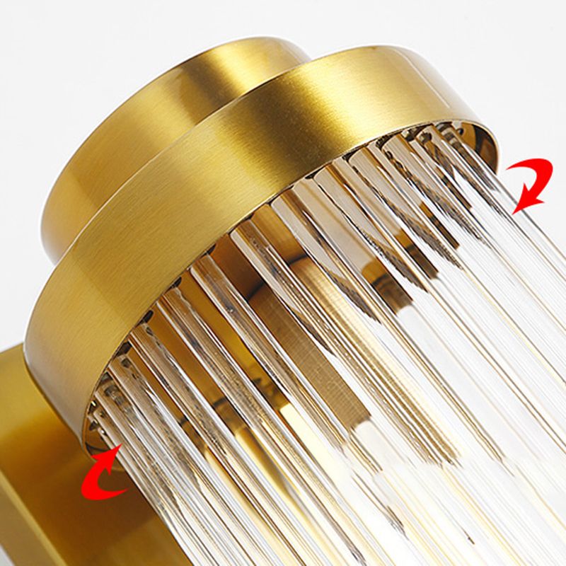 Half Cylinder Shade 2 Lights Wall Sconce Modern Style Crystal Wall Mount Light Fixture