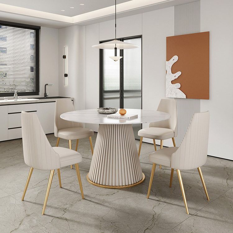 Traditional Luxury Dining Table Round Sintered Stone Table for Home