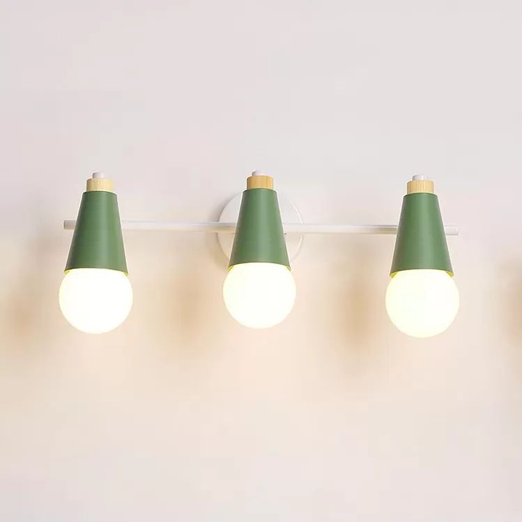 Metal Sweet Cone Wall Light Bathroom 3 Lights Nordic Style Wall Sconce
