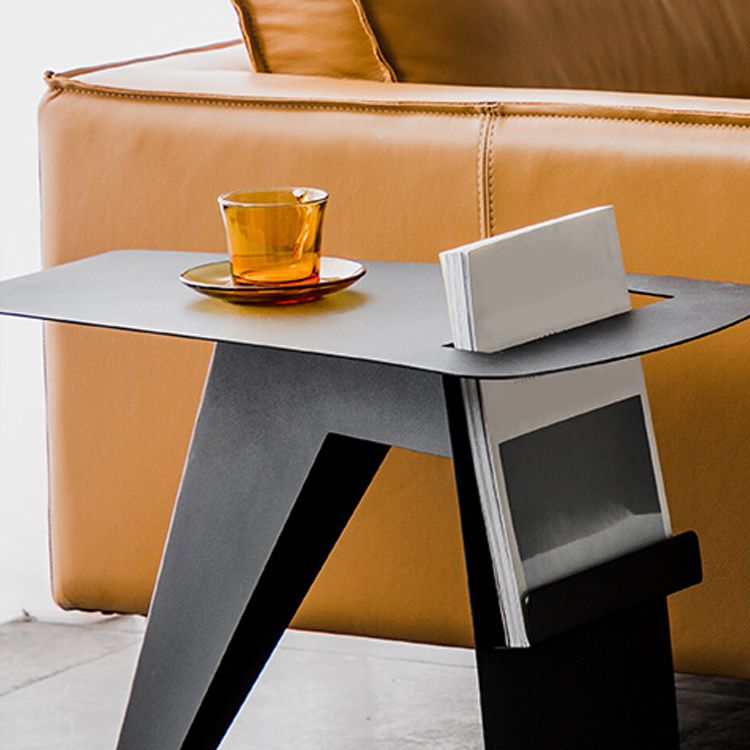 Mid-Century Sled End Table Geometric Metal Side Table, 19" Tall
