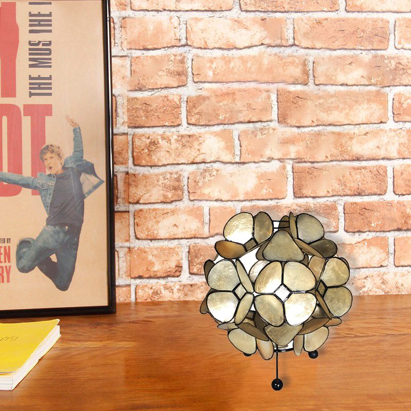 1 Light Bedroom Reading Book Light with Globe Natural Shell Shade Gold Task Lighting