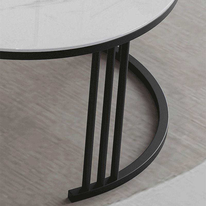 Frame Coffee Cocktail Table with Storage Drawers Round Slate Top