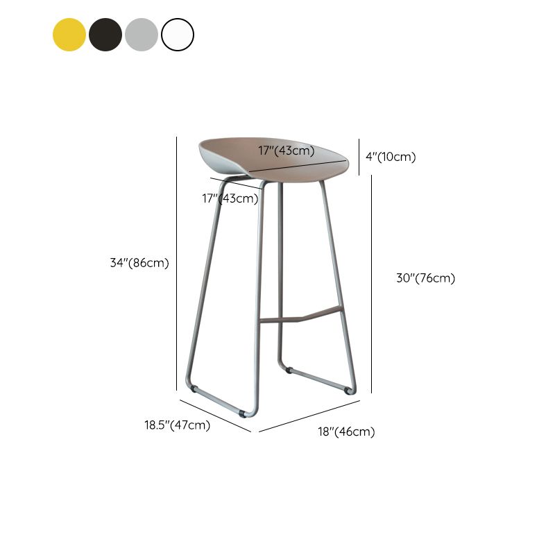 Modern Backrest Counter Stool Iron Cashier Bar Stool with Plastic Seat