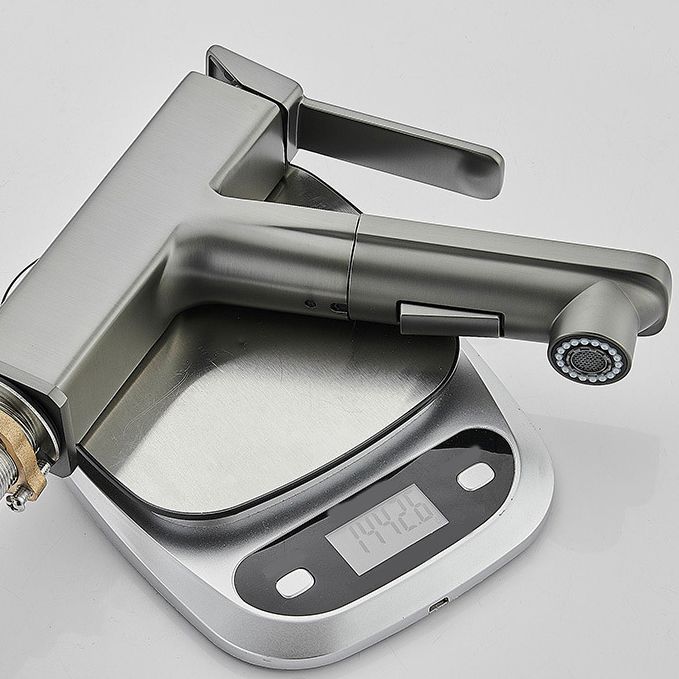 Modern Brass Sink Faucet Centerset Bathroom Faucet with Water Hose