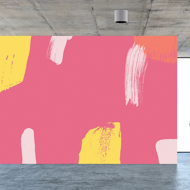 Modern Abstract Pattern Mural Decal Pink Waterproofing Wall Covering for Bathroom