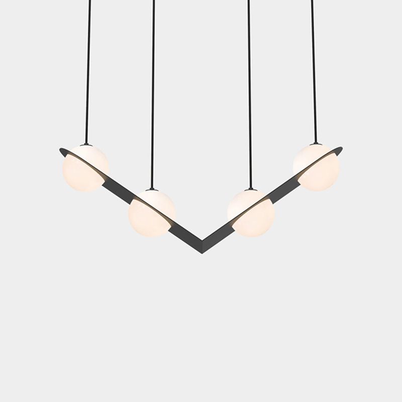 Modern Island Light Round Glass Shade Chandelier Light Fixture for Dining Room