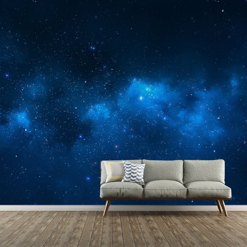 Beautiful Stars and Cloud Mural Wallpaper for Ceiling, Sky Blue-Black, Made to Measure