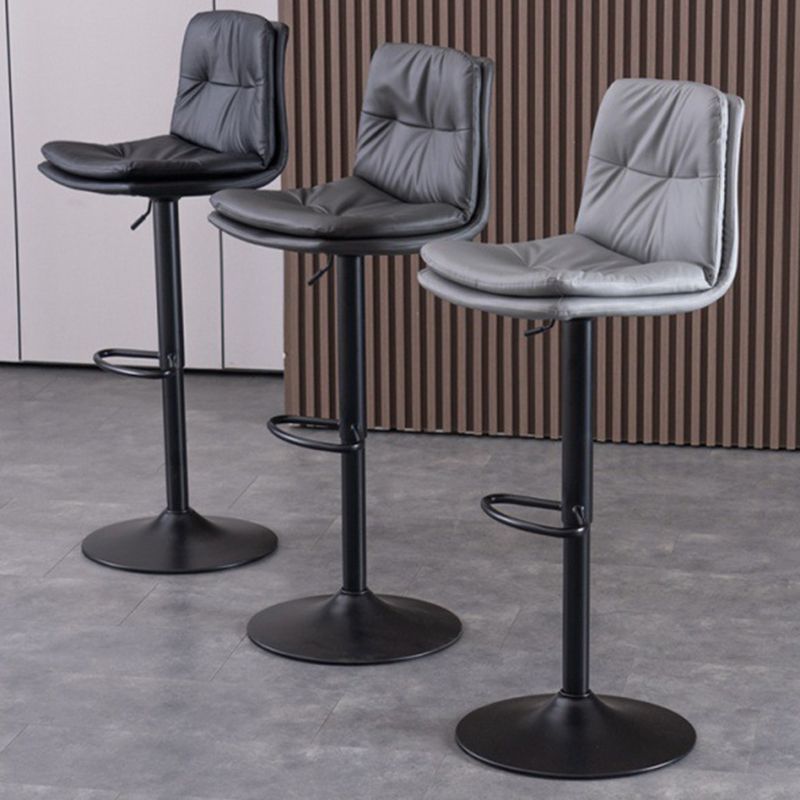 Contemporary Liftable Bar-stool PU Leather Bar Stool with Metal Legs