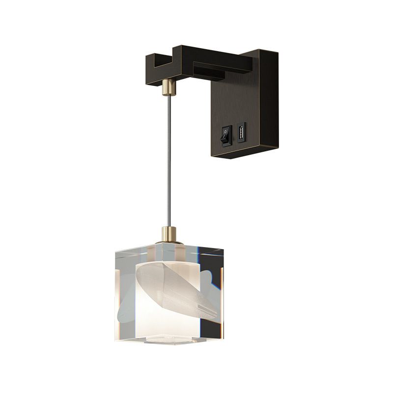 Modern Style Crystal Wall Light Cube Hanging Wall Sconce for Living Room