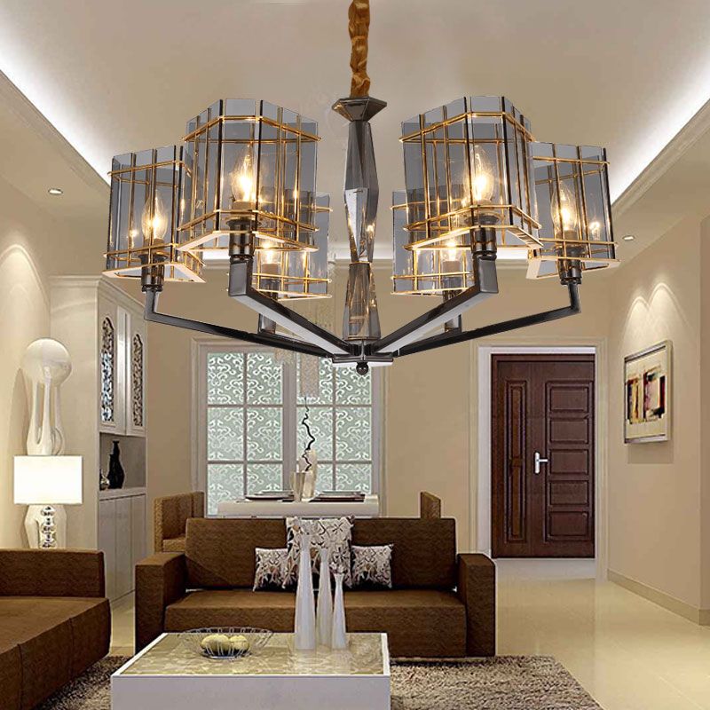 Modern Style Chandelier Light Fixture Triangle Shape Crystal Hanging Light