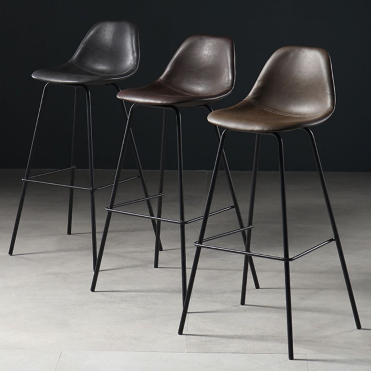 Contemporary Matte Finish PU Leather Barstool Footrest Restaurant Stool