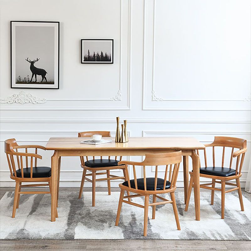 Contemporary Windsor Back Arm Chairs Leather Dining Chairs for Home