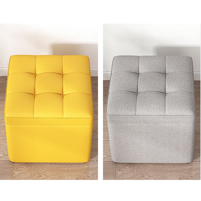 Tufted Pouf Solid Color Fabric Square Scratch Resistant Pouf Ottoman with Storage