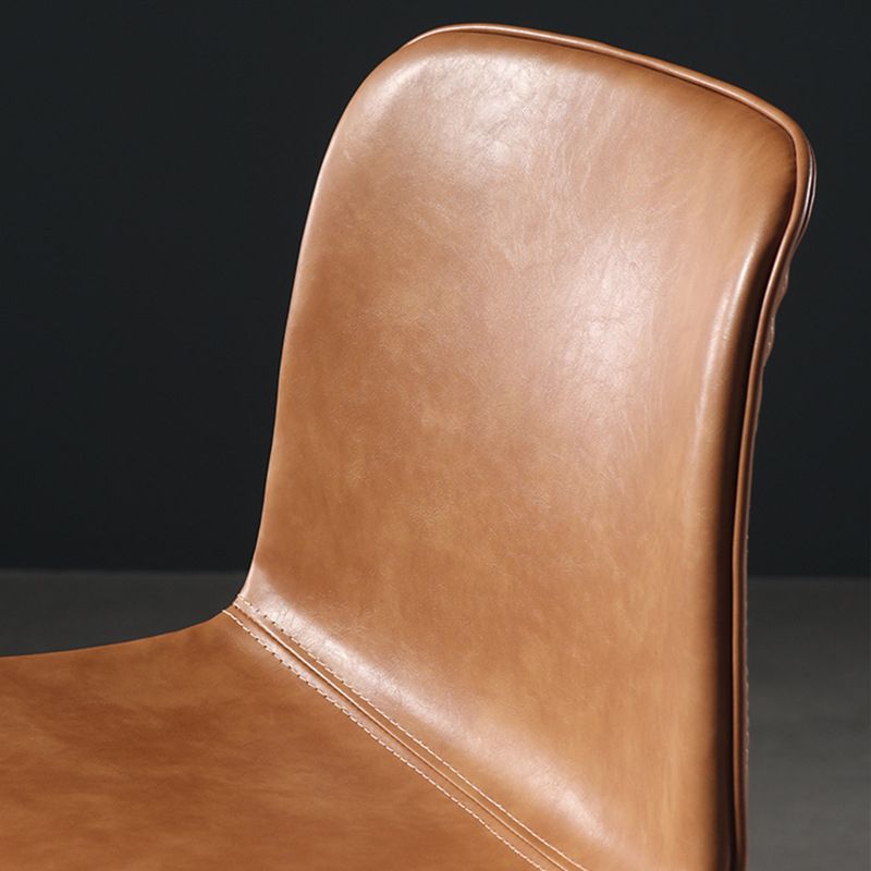Glossy Leather Square Bar Stool Industrial Metal Stools with Back Legs
