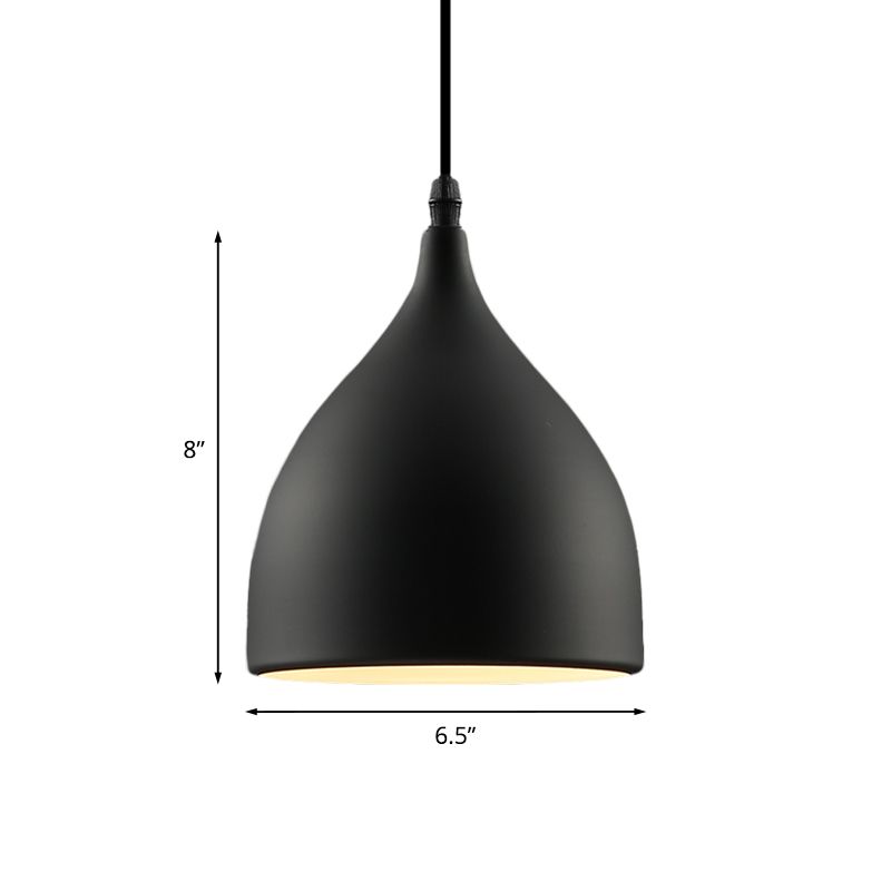 6.5"/10" Dia Dome Metal Hanging Ceiling Light Industrial 1 Light Restaurant Pendant Light in Black