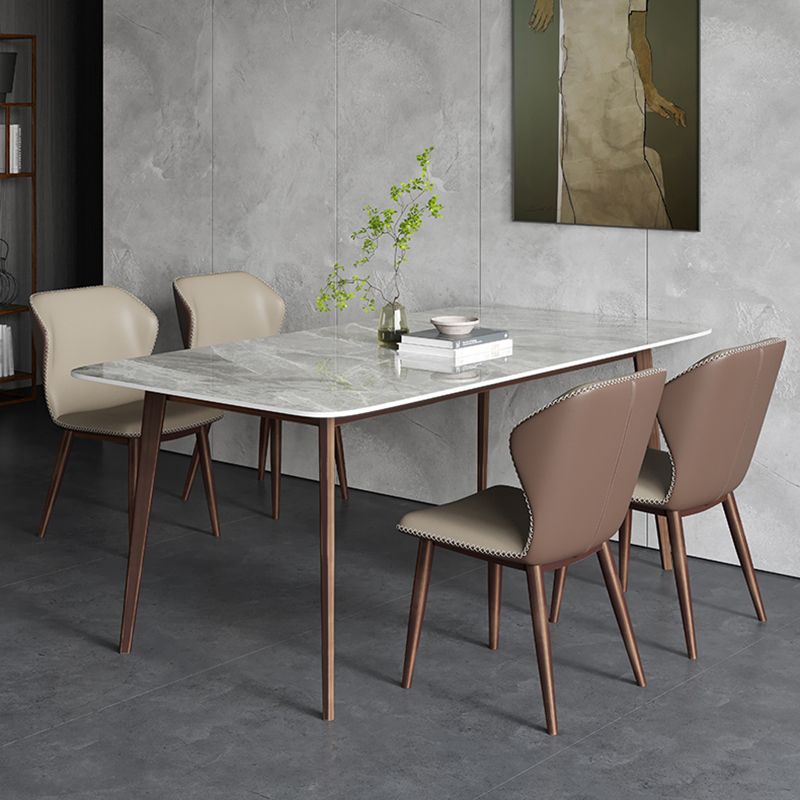 Mesa de comedor de piedra sinterizada Mesa rectangular de 4 patas de mediados de siglo para comedor
