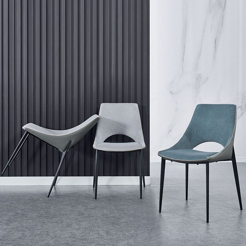 Silla de comedor tapizada con respaldo abierto de estilo moderno, sillas de comedor sin brazos