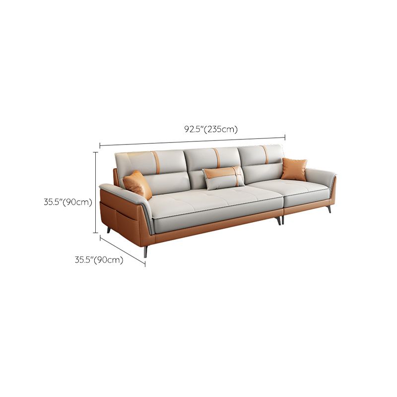 Pillow Top Arm Sofa 35.43" High Faux Leather Sofa for Living Room