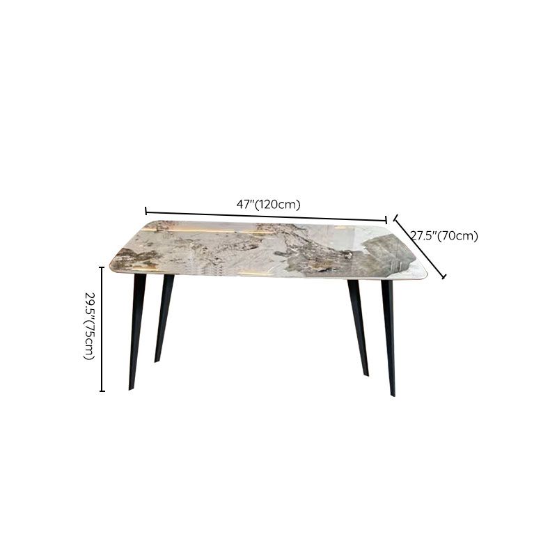 Metal Base Table Sintered Stone Top Dining Table for Kitchen