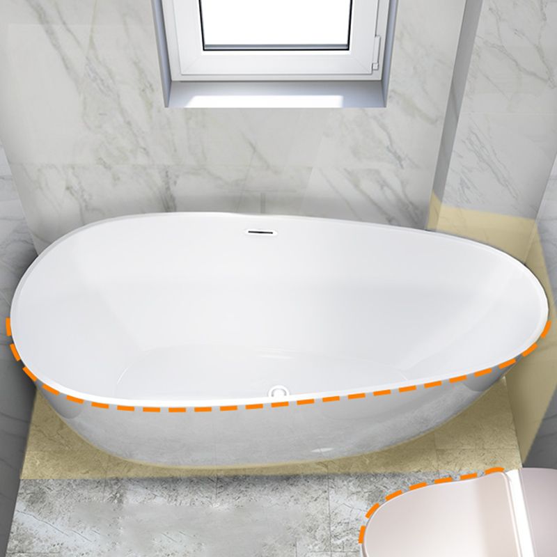 Contemporary Soaking Freestanding Bathtub Acrylic-Fiberglass Oval Bathtub