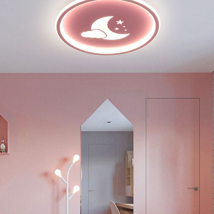Lámparas de luz de Luna y estrella 1 lámparas modernas de techo de dormitorio incorporadas de metal ligero