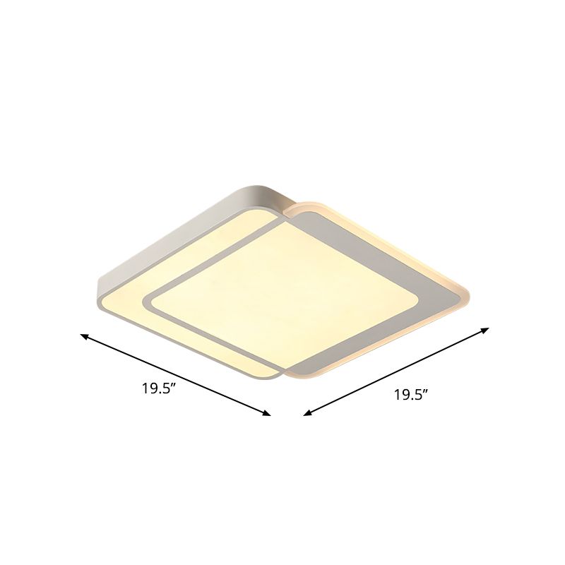 Square / Rettangolare Flush Massimale Light Minimo Acrilico White LED Flush - Mount Light Fixture in Warm / White/3 Color Light