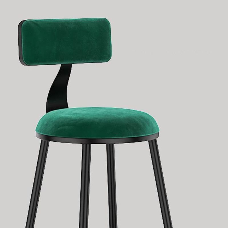 Nordic Style Velvet Barstool Indoor Black Iron 4 Legs Bar Stool for Coffee Shop