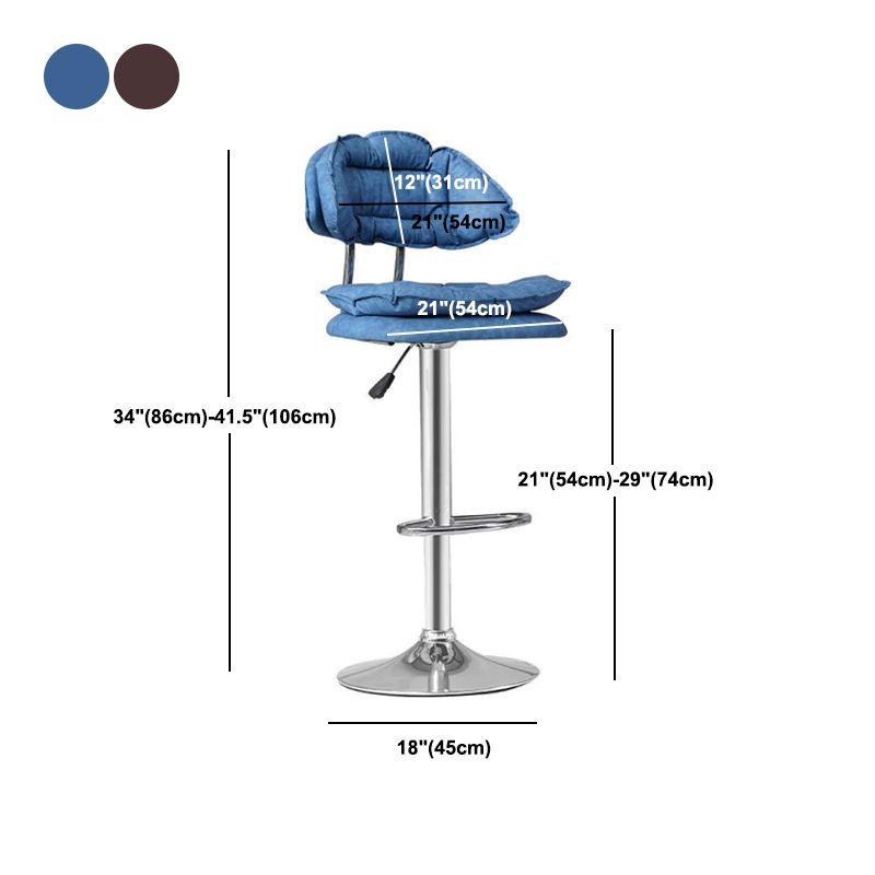 Scandinavian Metal Stool Upholstered Seat Counter Stool in Matte Finish