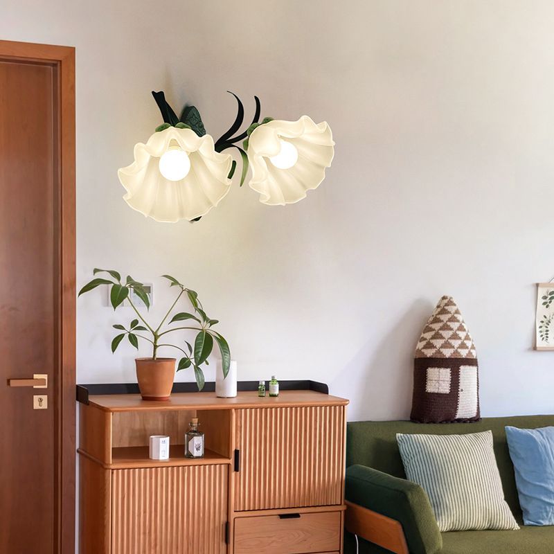 1/2-Light Contemporary Green Glass Shaded Metallic Wall Mounted for Bedroom