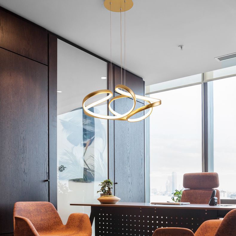 Twisted Chandelier Light Fixture Minimalist Style Metal LED Chandelier Pendant Light