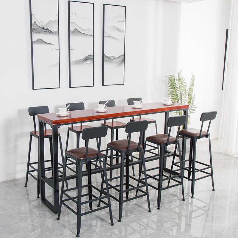 Industrial Bar Stool Wooden Counter Bar Stool with Metal Legs for Home
