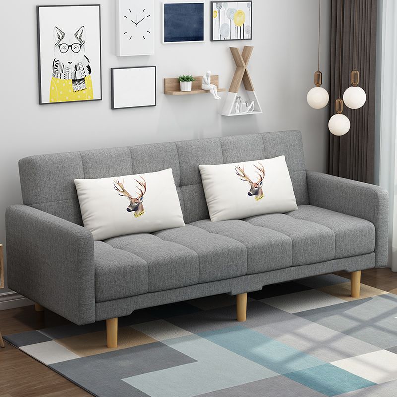 Contemporary Biscuit Back Standard Square Arm Fabric Stationary Sofa