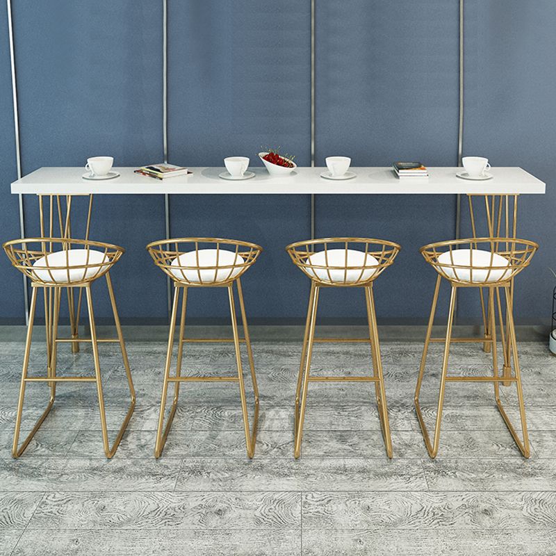 Glam Pine Wood Bar Table Rectangle Table Golden Legs for Milk Tea Shop