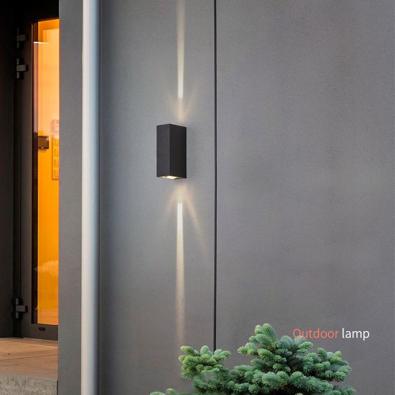 Black Rectangular Outdoor LED Track Light in Modern Simplicity Aluminium Waterproof Wall Lamp