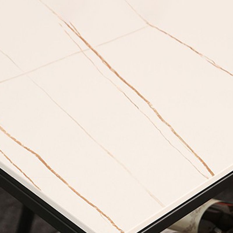 Modern Sintered Stone Bar Table Rectangle Dining Table with Storage Shelves