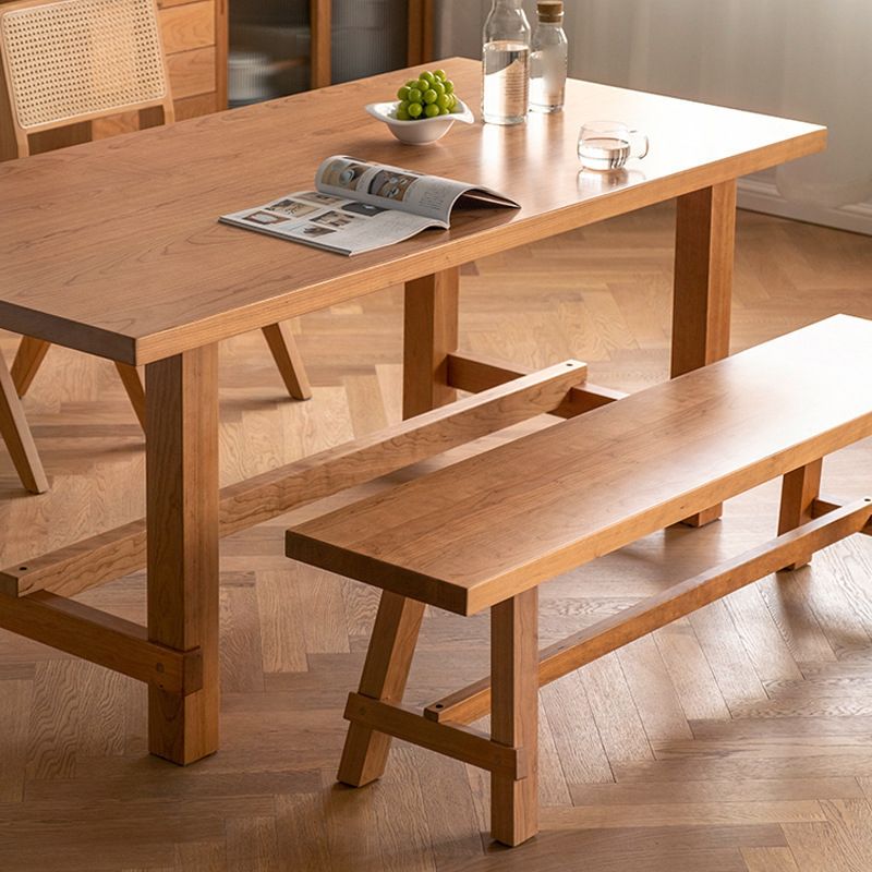 Mesa de comedor de madera de pino mesa rectángulo moderna con base de caballete