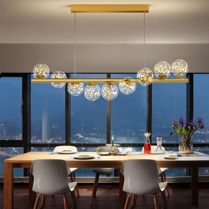 7/9/11-Light Contemporary Golden Kitchen Island Lighting Shaded Ceiling Light for Bedroom