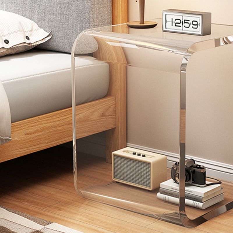 Modernistic Corner Table Plastic Rectangular Sled Living Room Accent Side Table