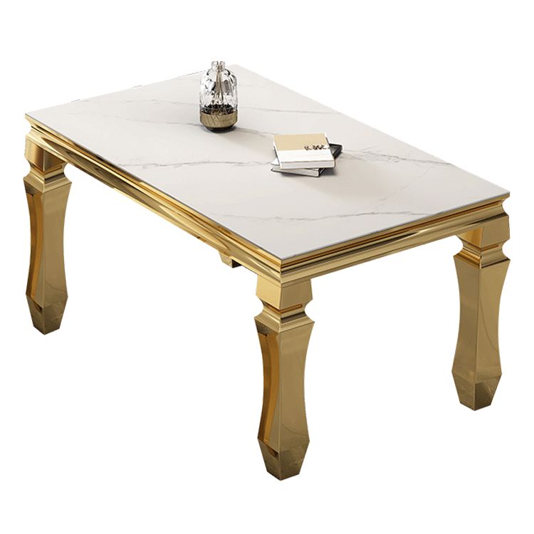 Metal Traditional Luxury Rectangle Dining Table Sintered Stone Table with 4 Legs