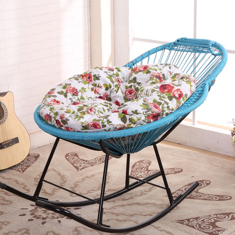 Contemporary Rocking Chair Wicker Wing Chair Back Solid Color Indoor Rocking Chair