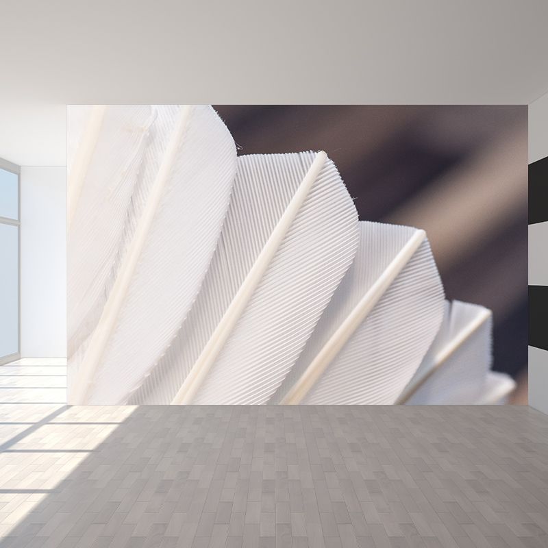 Light Feather Mural Wallpaper Minimalist Wall Covering for Sitting Room Decoration