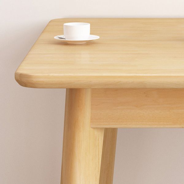 Square 4 Legs Industrial Dining Table Wood Color Fixed Table with Rubberwood Solid Wood