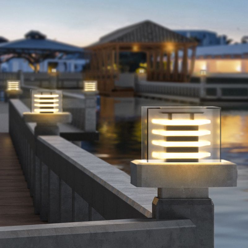 Square Contemporary Waterproof Pillar Light with Acrylic for Courtyard