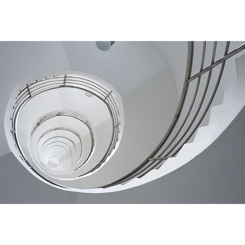 White Spiral Stair Hole Mural Decal Moisture Resistant Wall Decor for Living Room