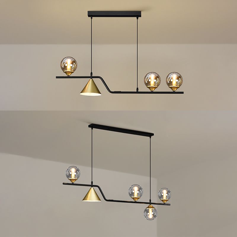 Shaded Island Lighting Fixture Simplicity Glass Island Chandelier for Dinning Room