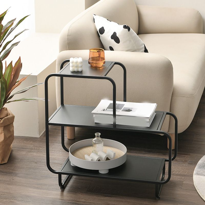 Sled Accent Side Table Metal Side End Snack Table with Shelf